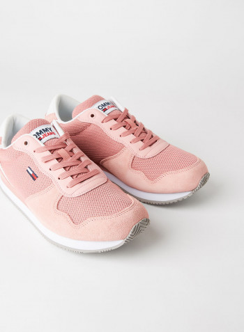 Suede Mesh Panel Sneakers Iced Rose