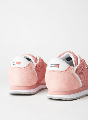 Suede Mesh Panel Sneakers Iced Rose