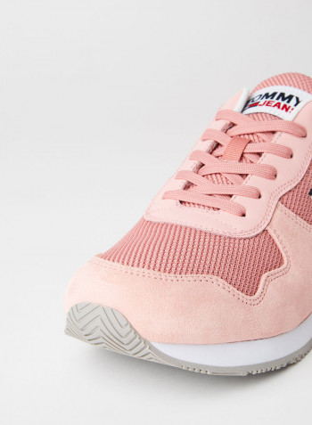 Suede Mesh Panel Sneakers Iced Rose