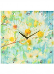 Pretty Daisies Printed Analog Wall Clock Multicolour 10x10x0.06inch