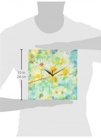 Pretty Daisies Printed Analog Wall Clock Multicolour 10x10x0.06inch