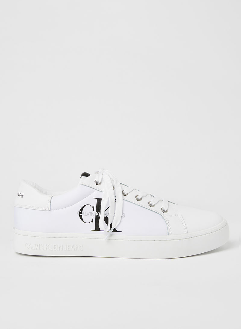 Logo Faux Leather Sneakers Bright White