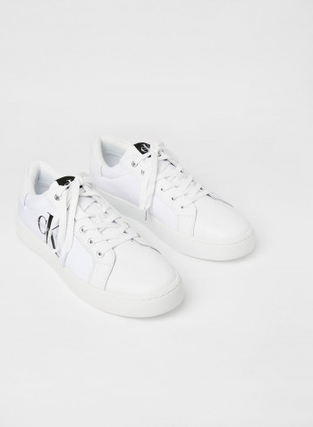 Logo Faux Leather Sneakers Bright White