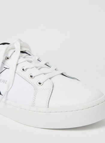 Logo Faux Leather Sneakers Bright White
