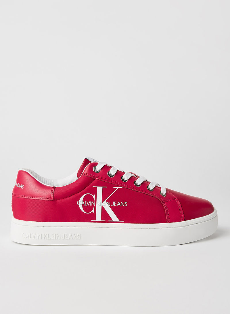 Faux Leather Sneakers Racing Red