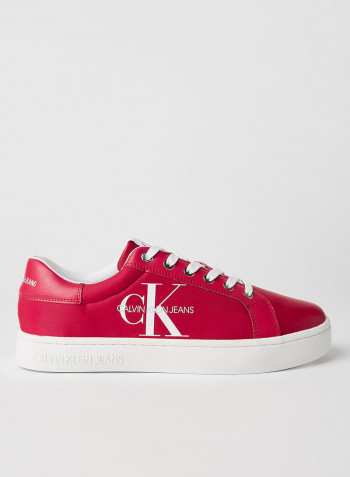 Faux Leather Sneakers Racing Red