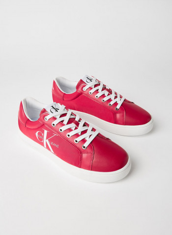 Faux Leather Sneakers Racing Red