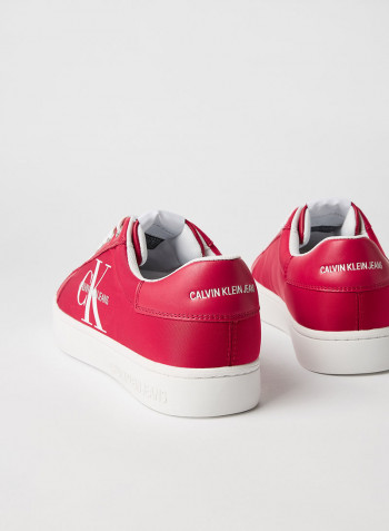 Faux Leather Sneakers Racing Red