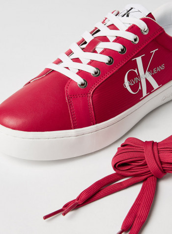 Faux Leather Sneakers Racing Red