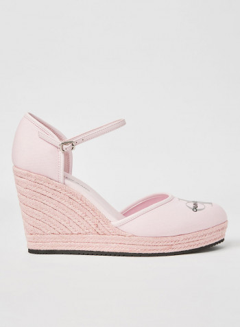 Logo Wedge Espadrilles Pearly Pink