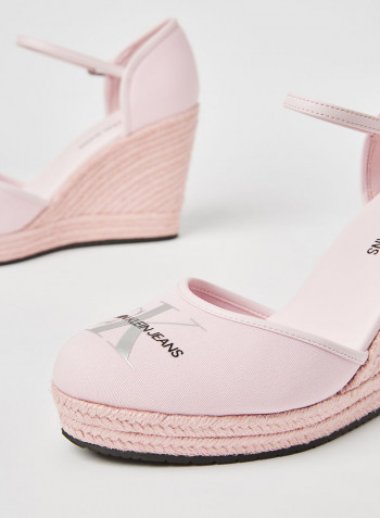 Logo Wedge Espadrilles Pearly Pink