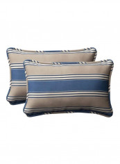 2-Piece Printed Decorative Throw Pillow Beige/Blue 18.5x11.5x5inch