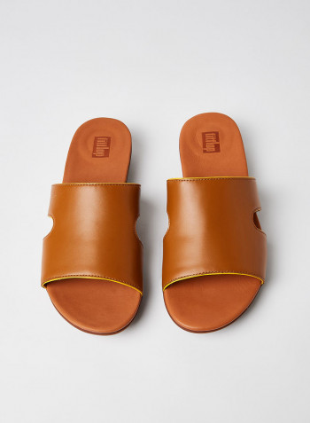 H-Bar Pop Binding Slider Sandals Light Tan/Sunshine Yellow