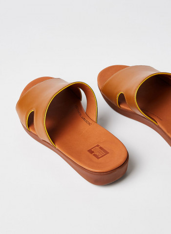 H-Bar Pop Binding Slider Sandals Light Tan/Sunshine Yellow