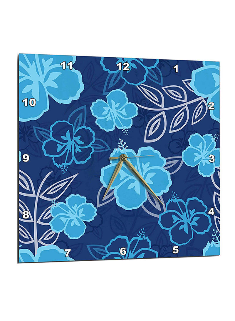 Hawaiian Hibiscus Printed Wall Clock Blue 10 x 10inch