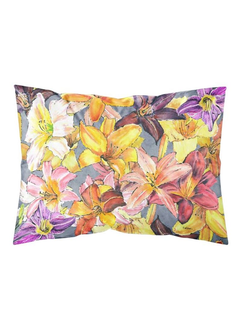 Day Lilies Printed Pillow Cover Fabric Yellow/Red/Purple 30x0.15x20.5inch