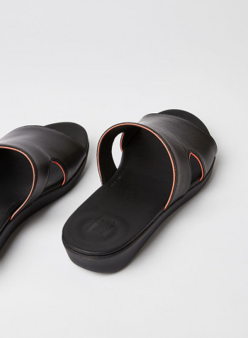 H-Bar Pop Binding Slider Sandals Black/Soft Pink