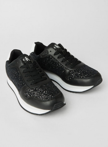 Lace Up Runner Sneakers Black