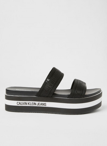 Strappy Flatform Sandals Black