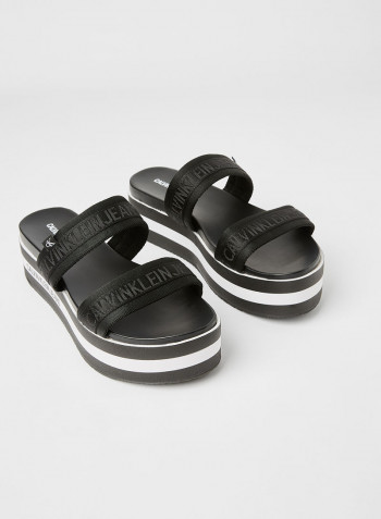 Strappy Flatform Sandals Black
