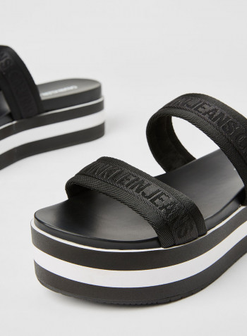 Strappy Flatform Sandals Black