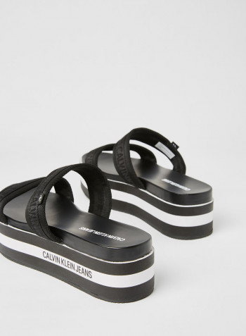 Strappy Flatform Sandals Black