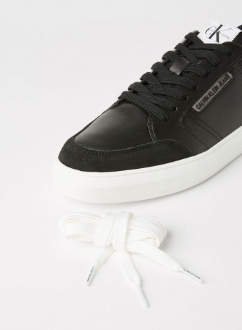 Faux Leather Sneakers Black