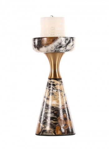 Marble Candlestick Bronze/Black 9 x 9 x 22centimeter