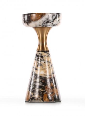 Marble Candlestick Bronze/Black 9 x 9 x 22centimeter