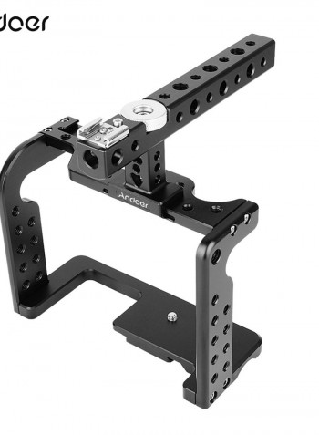 Video Camera Cage Stabilizer with Top Handle Aluminum Alloy Black