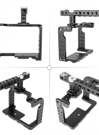 Video Camera Cage Stabilizer with Top Handle Aluminum Alloy Black
