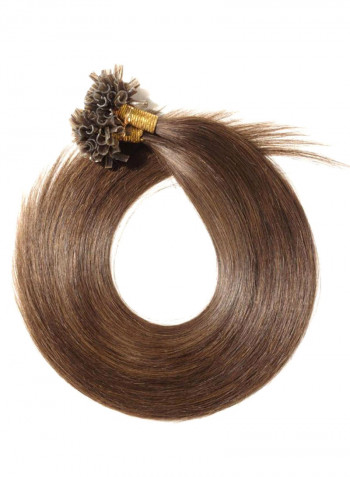 100 Strands Pre Bonded U Tip Silky Straight Hair Extension 04 Medium Brown 16بوصة