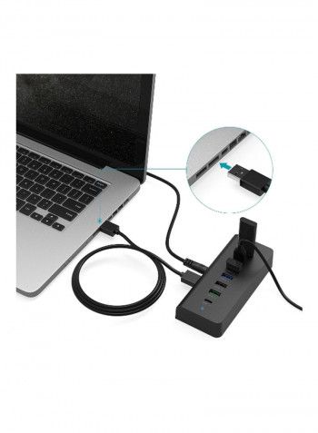 7-Port USB Charging Port Hub Black