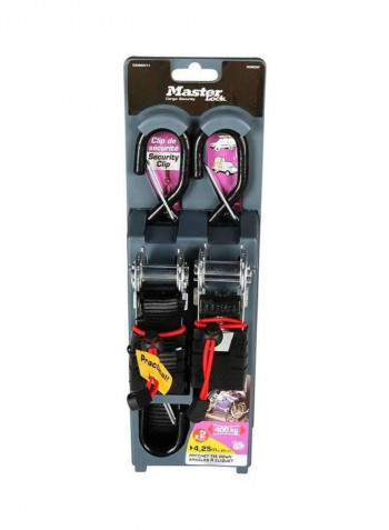 2-Piece Ratchet Tie Down Straps Set Black 4.25millimeter