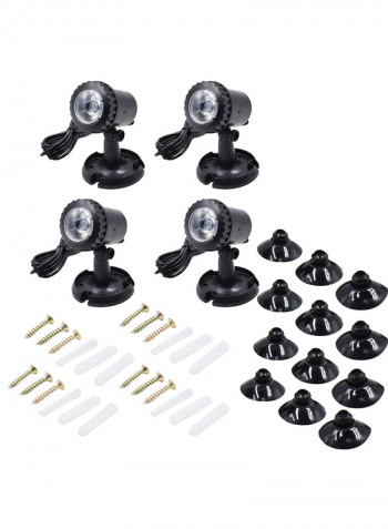 4-Piece LED Landscape Spotlight Set With Solar Power Panel Black/Clear/Blue