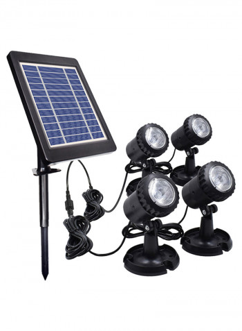 4-Piece LED Landscape Spotlight Set With Solar Power Panel Black/Clear/Blue