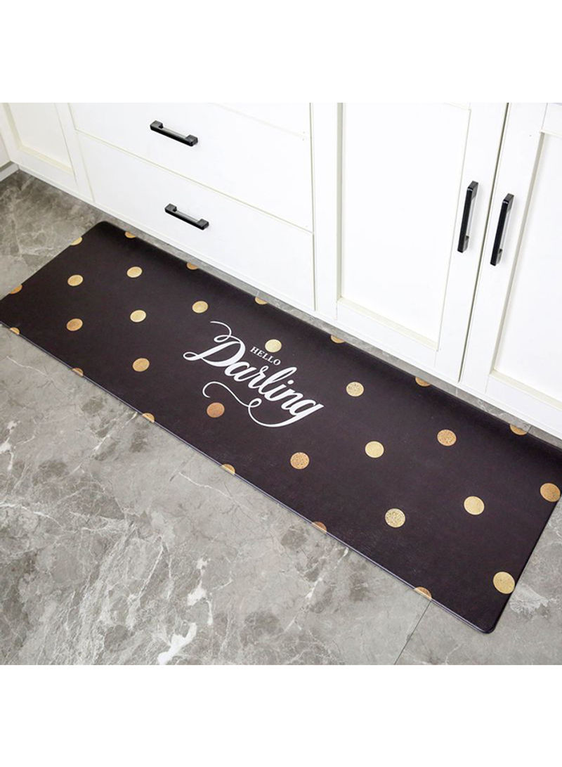 Dotted Pattern Rectangle Doormat Brown 45x150centimeter