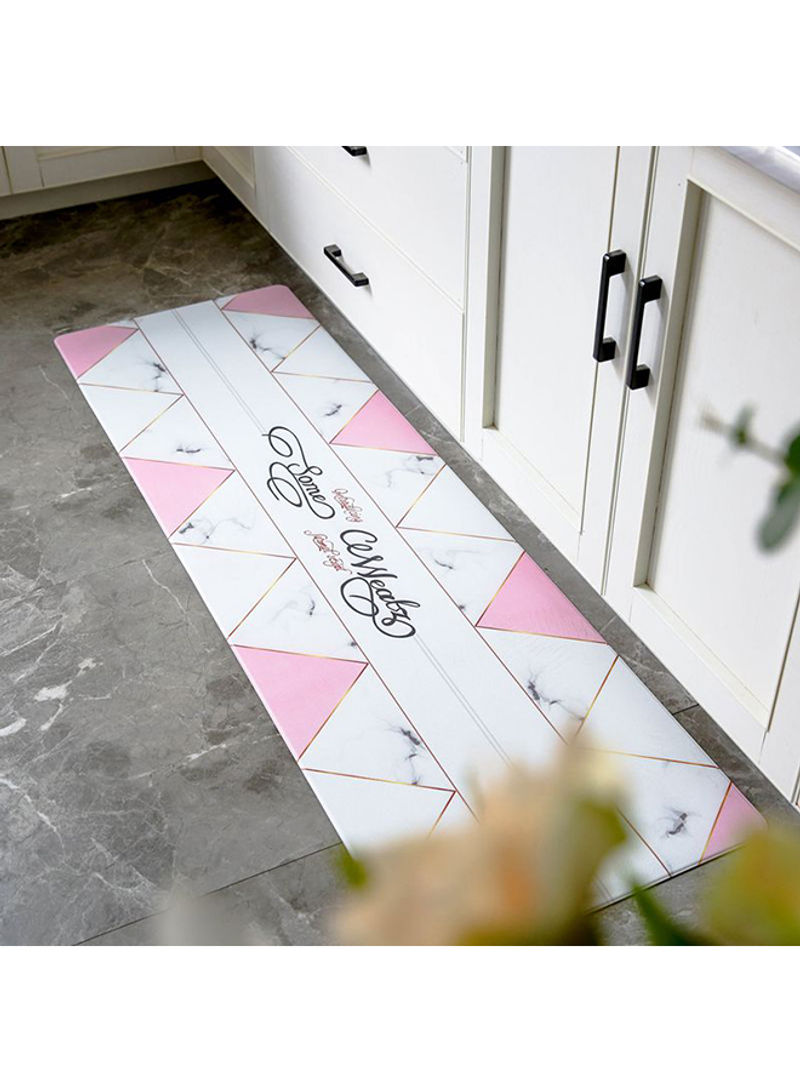 Geometric Pattern Anti-Skid Doormat White/Pink/Black XL