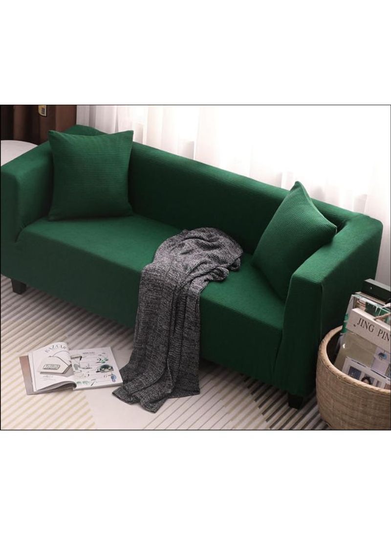 Solid Pattern Anti-Slip Sofa Slipcover Green 190 x 230centimeter