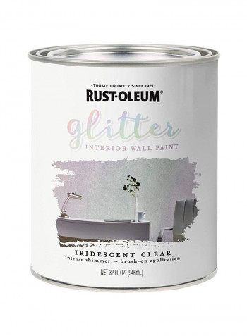 Specialty Glitter Interior Wall Paint Iridescent Clear 32ounce