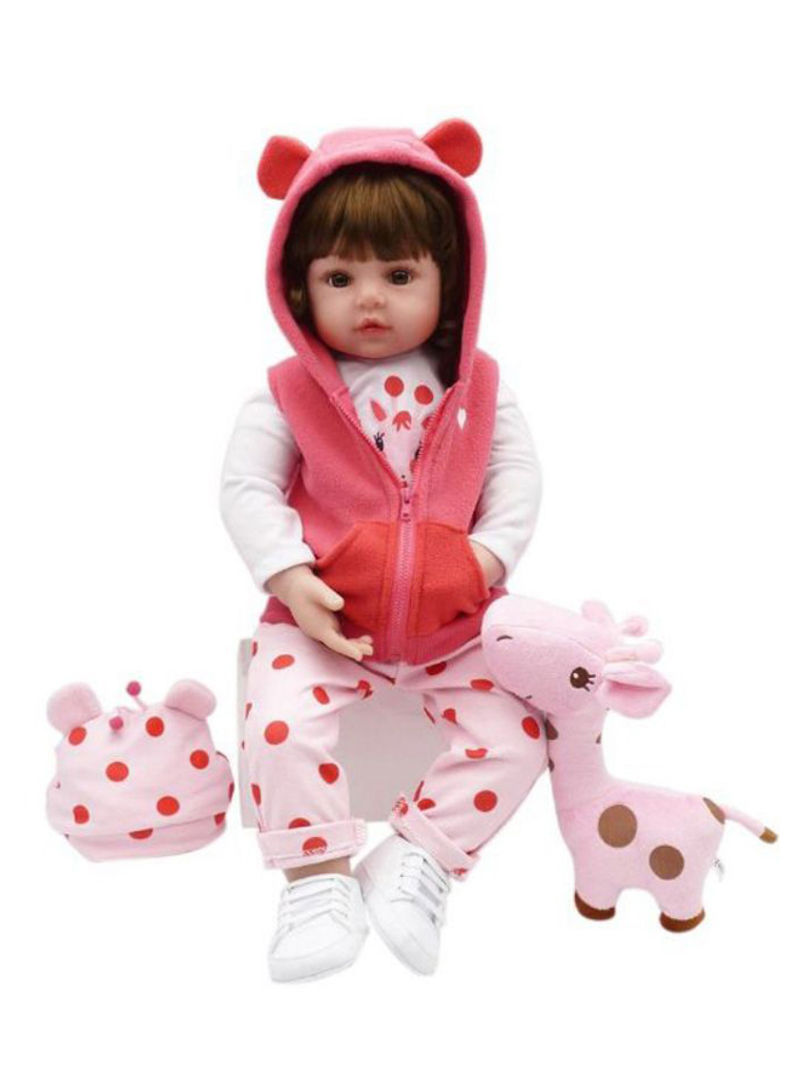 Cute Reborn Baby Doll With Plush Toy And Cap 23inch