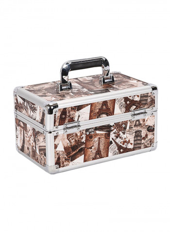 Fashion Large Capacity Cosmetic Bag Brown/Silver